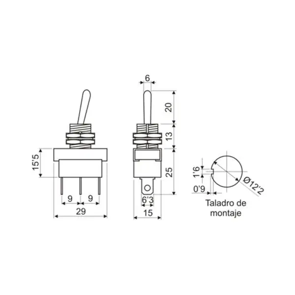 Однополярный переключатель тумблеры Faston 6✵mm ON-ON Electro DH 11.470.C 8430552091836 |
