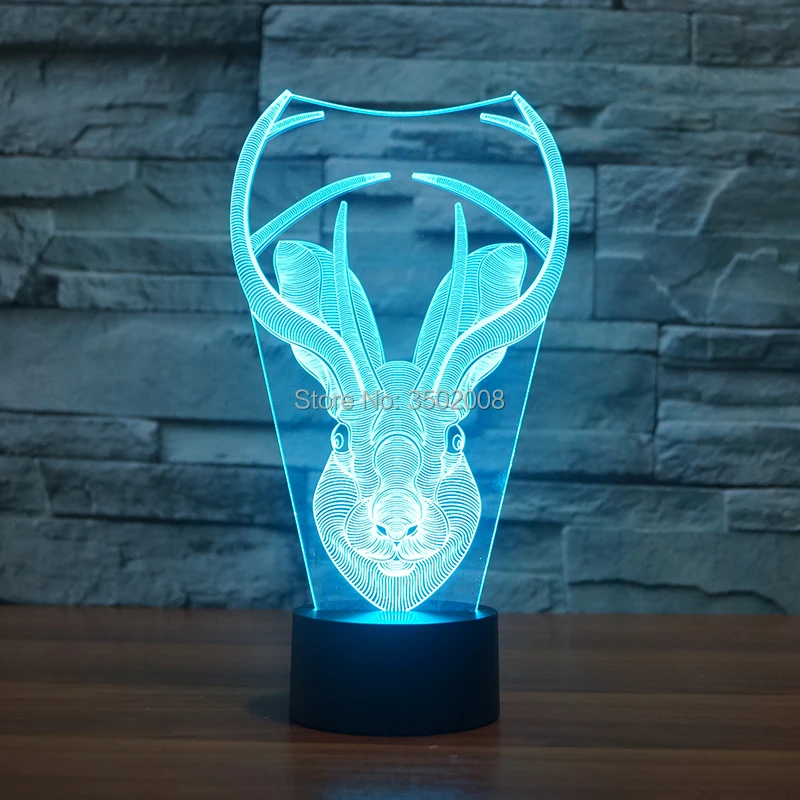 Милый мультфильм лося Форма LED Многоцветный волшебный ночник USB кабель как Дети