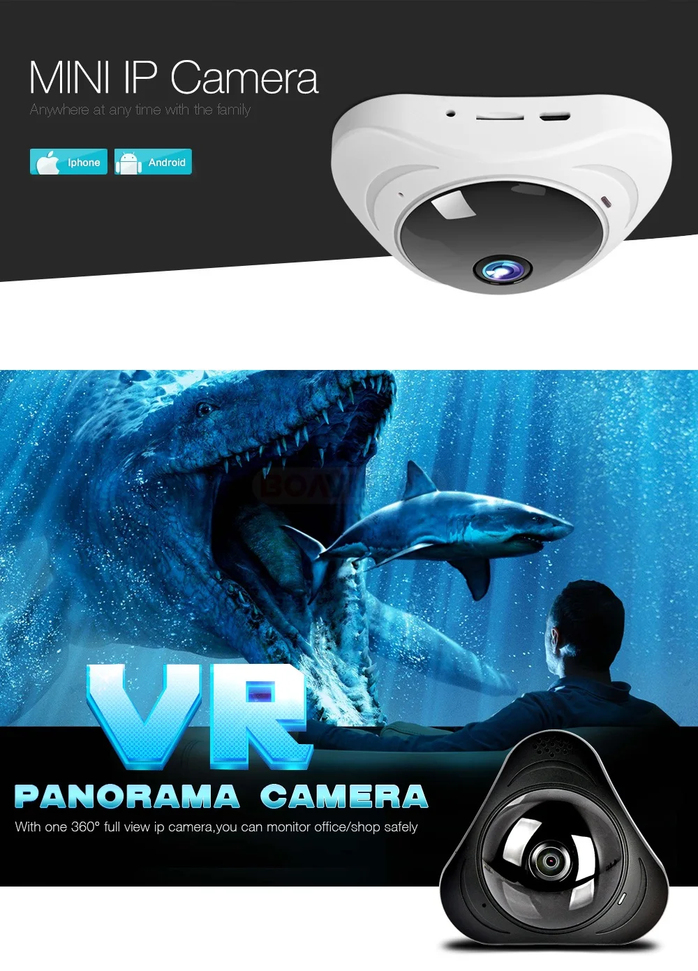 3D VR wifi камера 360 градусов панорамная IP камера 960P 1.3MP рыбий глаз беспроводная Wi-Fi умная камера Слот для sd-карты IR 10M YOOSEE