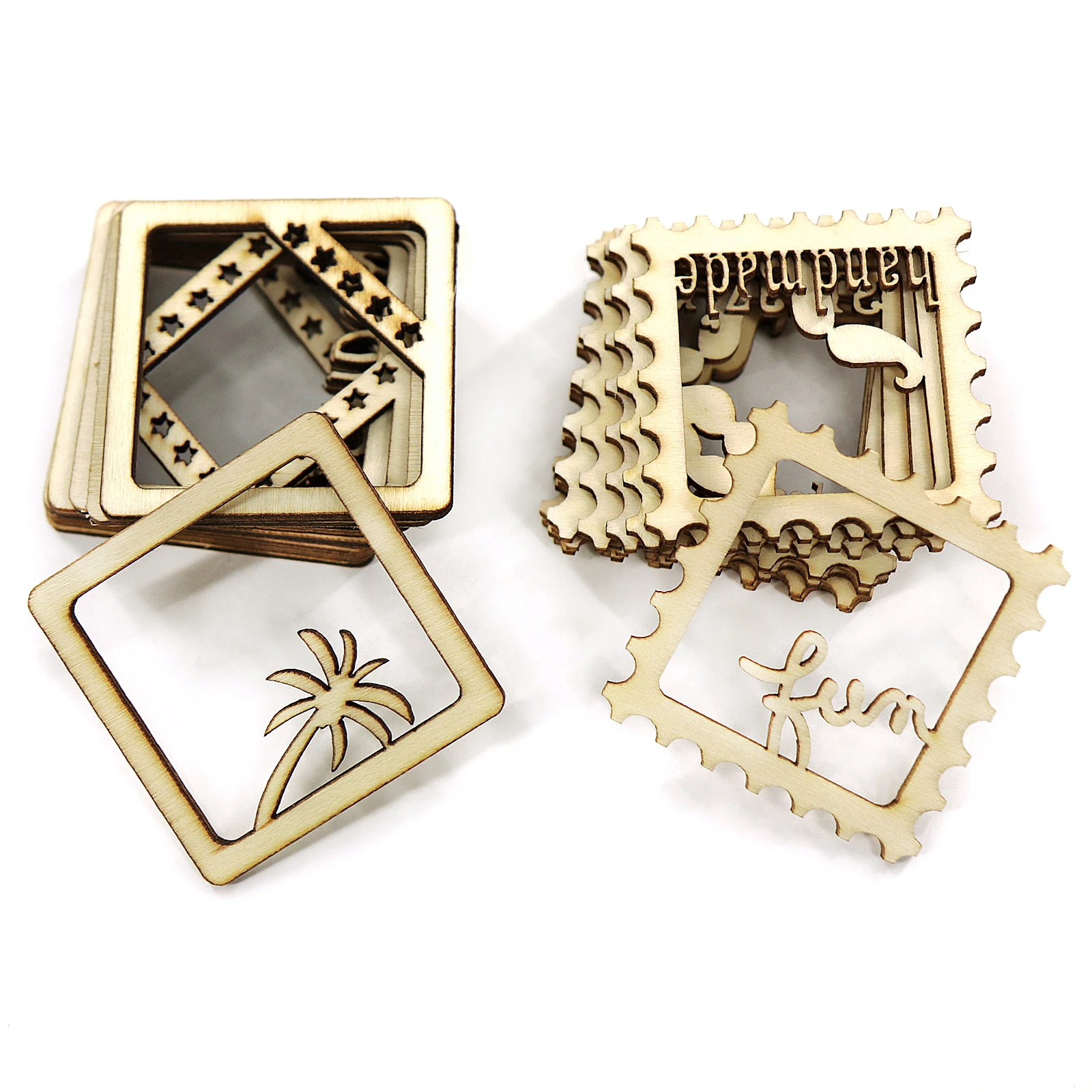 

10pcs Wood Photo Frame Pendant Laser Cut Handmade Holiday Words DIY Craft Scrapbooking Baby Shower Wedding Party Home Decor