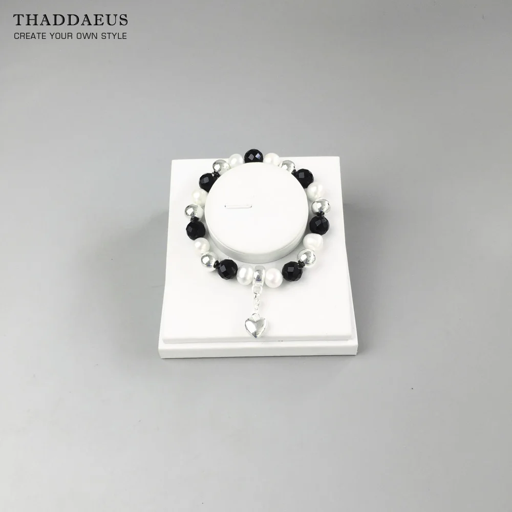 Белый Серый серебряный браслет с бусинами модные ювелирные украшения в