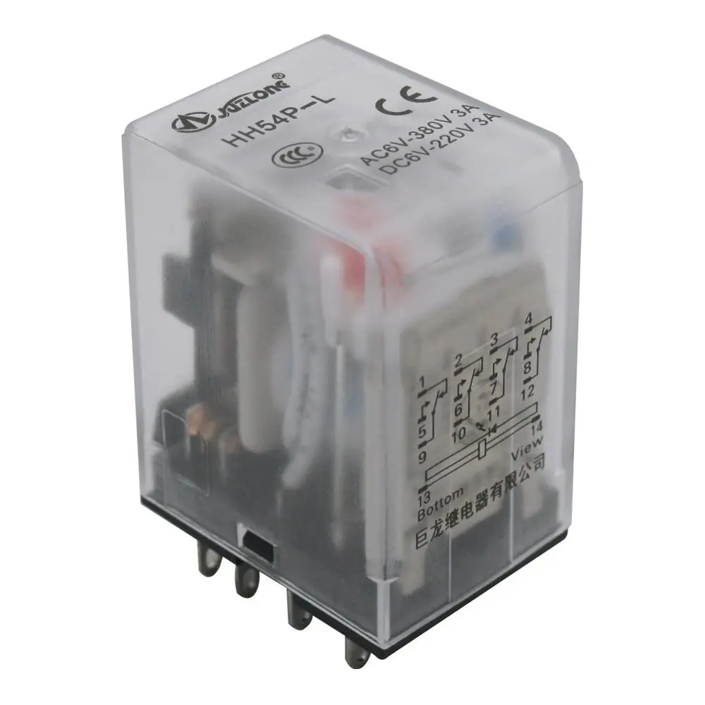 2 шт. HH54P AC 12 В катушка 14 Pin 5A 4PDT светодиодный индикатор электромагнитное реле