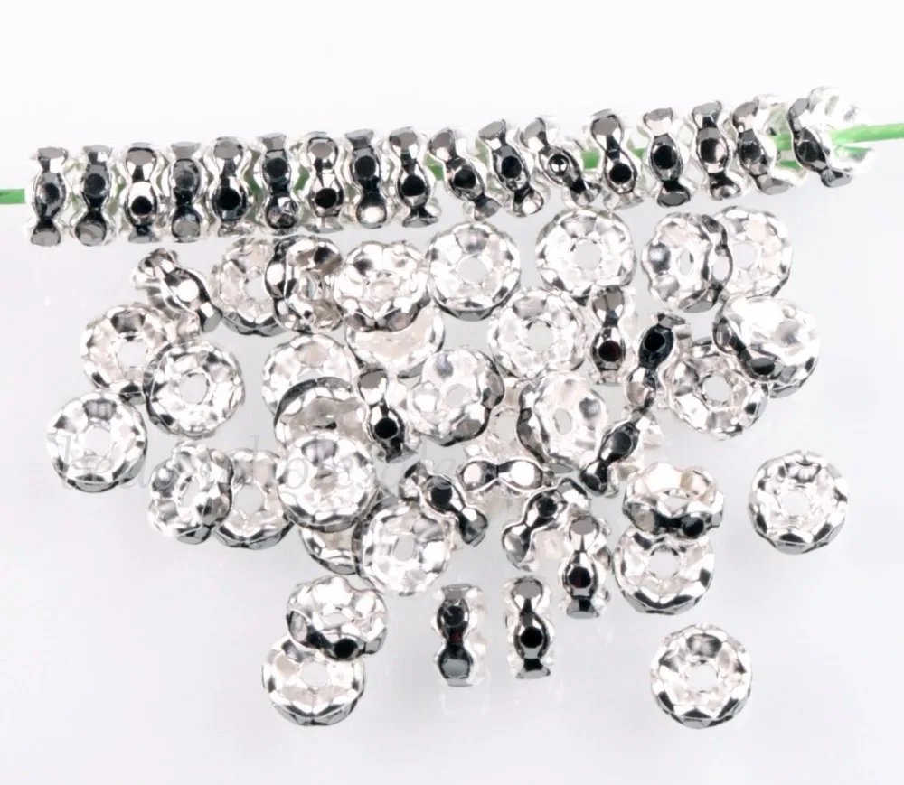 100 шт 6 мм цвет серебро бусинки Rondelle, Стразы ab crystal Бусины для самостоятельного изготовления ювелирных изделий бусины-разделители подвеска браслет Цепочки и Ожерелья Выводы