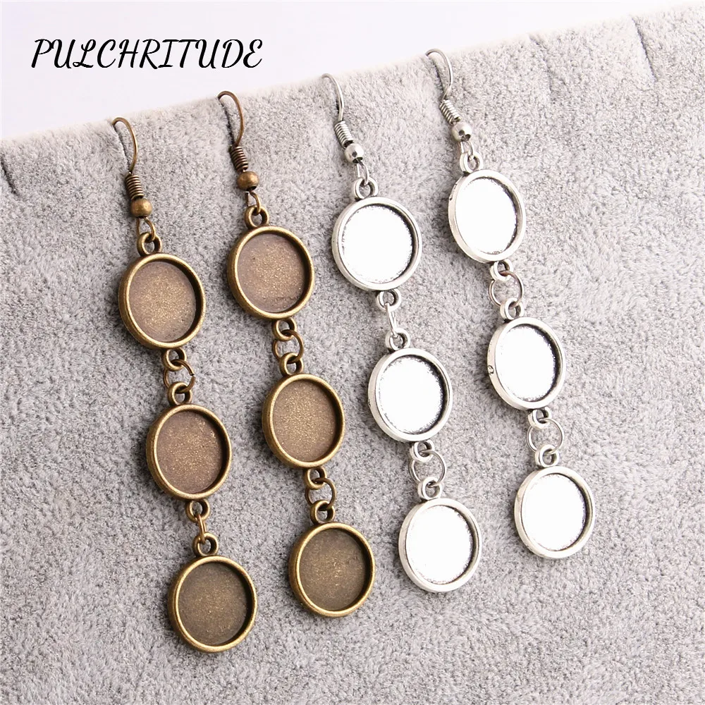 PULCHRITUDE металлический сплав 14 шт. Fit круглый 12 мм кабошон база серьги Назад Кулон