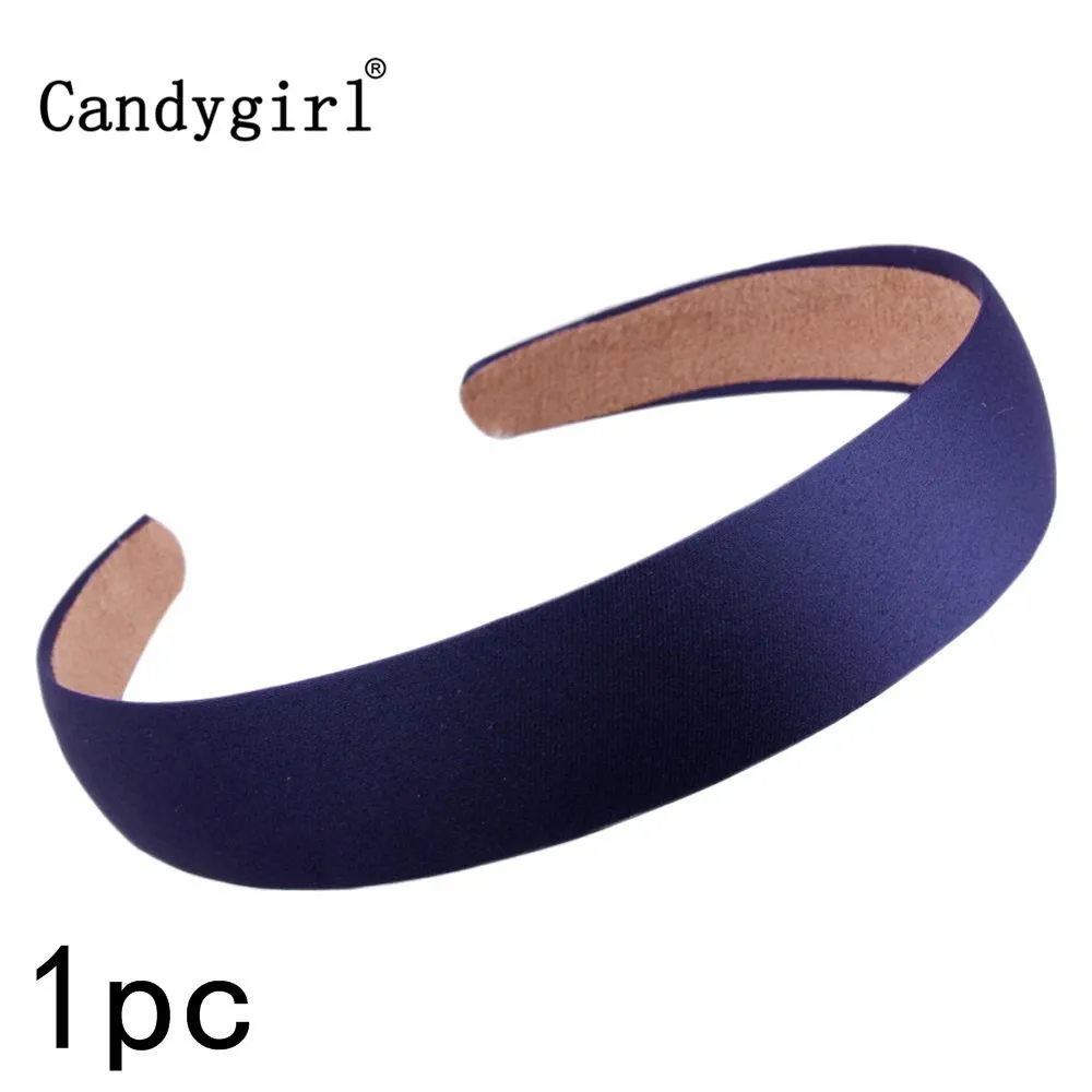 Dark Navy Headbands 1 шт., разноцветный атлас, жесткие повязки на голову, простая лента для волос, Нескользящая лента для волос для женщин и девочек, ширина 1,1 дюйма/3 см - Цвет: Dark Navy Headbands