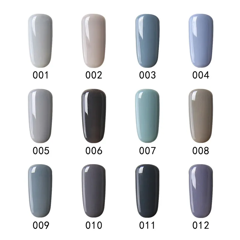 Ukiyo DIY Grey Color Series 8ML Gray Gelpolish Semi Permanent Ink Gel Polish Top and Base Primer UV Nail Art | Красота и здоровье