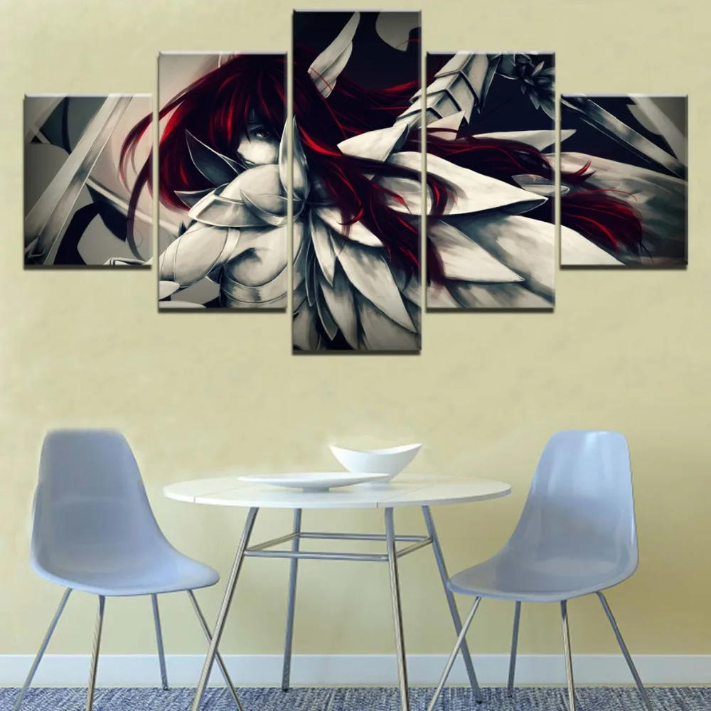 5 шт. картины на холсте искусство стену сказочный хвост аниме домашний декор