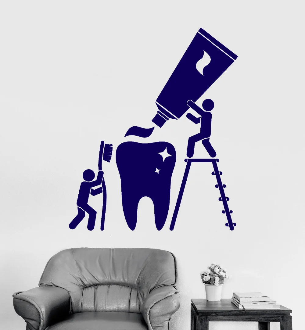 

Creative Vinyl Wall Decal Health Teeth Cleaning Dentist Bathroom Stickers Home Decor Kids Room Waterproof Decorate Mural
