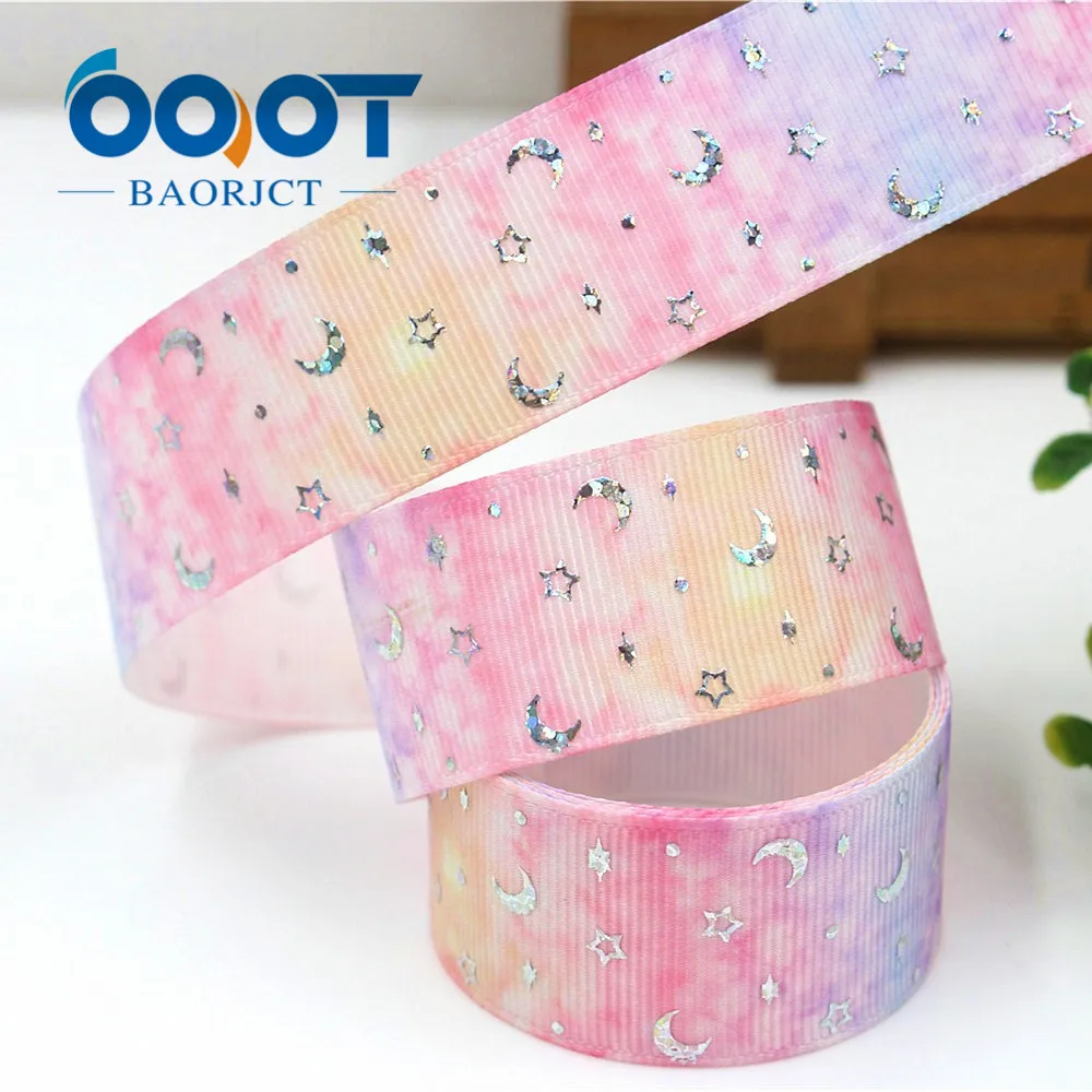 OOOT BAORJCT G-18604-319 блестящая Звезда Луна Лазерная Серебряная корсажная лента 25 мм 10