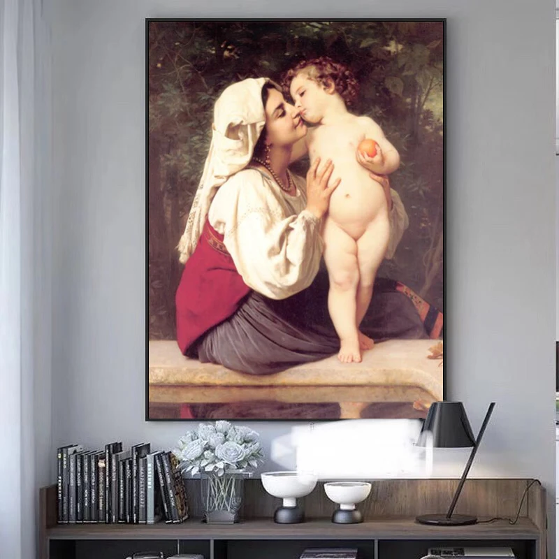 Постеры и принты Картина на холсте известная картина Kiss картины от William Adolphe Bouguereau