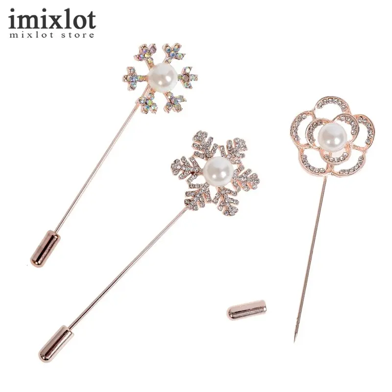 Imixlot имитация жемчуг Хрустальный цветок Брошь Pins Rhinestone Броши Для женщин мужской