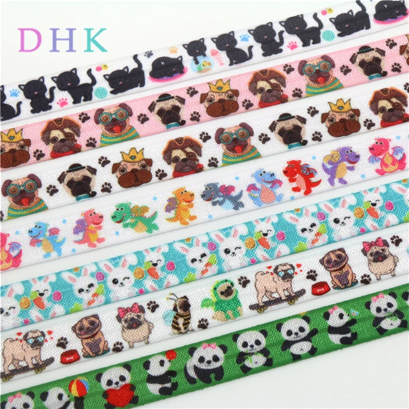 DHK 5/8 'Ƌ ярдов Животные Собака кот печатных Сложите эластичный враг стрейч