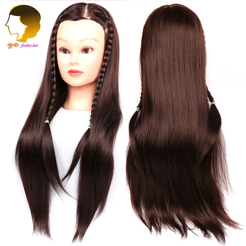 Коричневый Обучение Манекен головы для парикмахеров манекен прически длинных