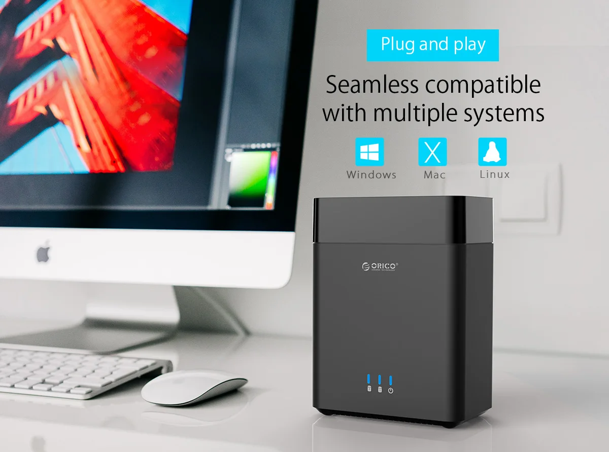 ORICO 2-Bay магнитно-Тип 3,5 дюймовый корпус жесткого диска 3,5 в USB3.1 Gen1 Тип-C HDD чехол Поддержка UASP 12V6. 5A Мощность макс. 20 ТБ