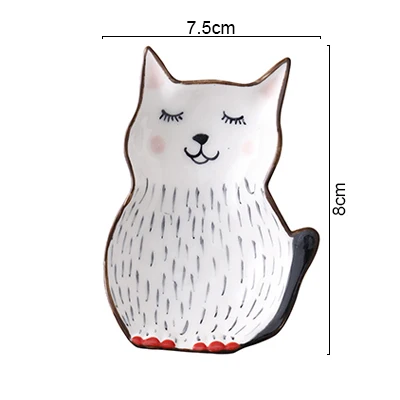cat dish Креативная керамическая тарелка для завтрака, блюда из говядины, мультяшное милое десертное блюдо, фруктовая тарелка для закусок, простое блюдо с животными AKUHOME - Цвет: cat dish