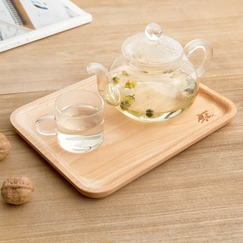 Буковый поднос для чая большие деревянные столовые приборы тарелка завтрака с