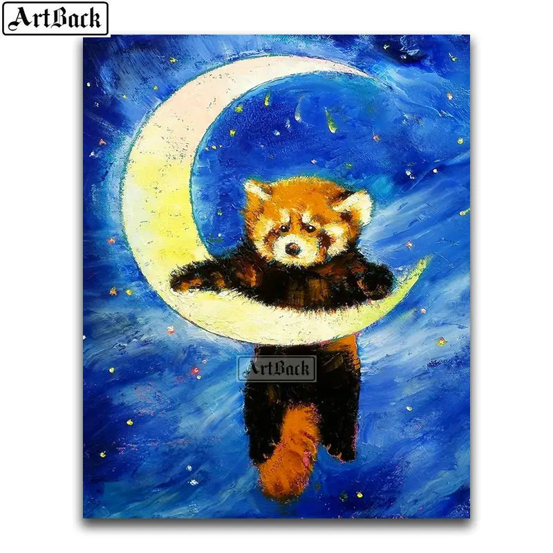 Новый 5D алмазов картина медведь на Луне мультфильм значок камни в форме ромба