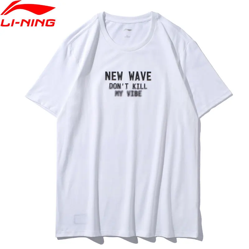 Li-Ning мужские трендовые футболки 72% хлопок 28% полиэстеровый обычный комфорт подкладка фитнес спортивные футболки топы AHSP129 MTS3068