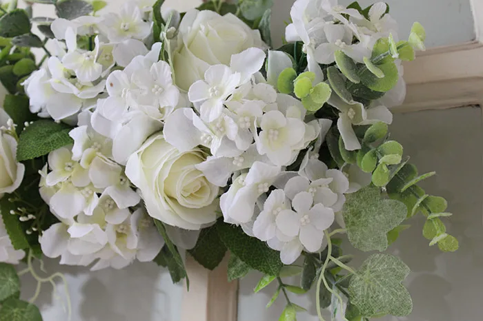 Белая шелковая Роза дверь lintel цветок зеркало Гирлянда свадебный фон реквизит |