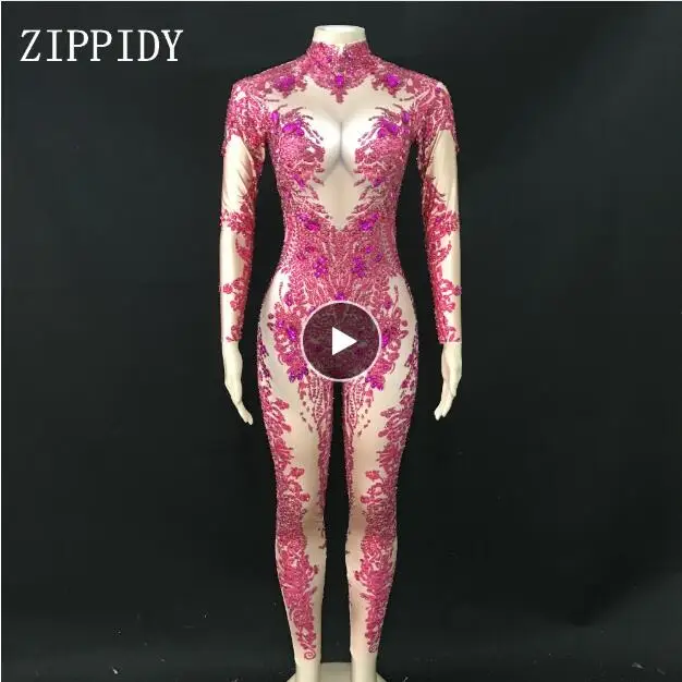 3 вида цветов Модный комбинезон из спандекса со стразами для дня рождения