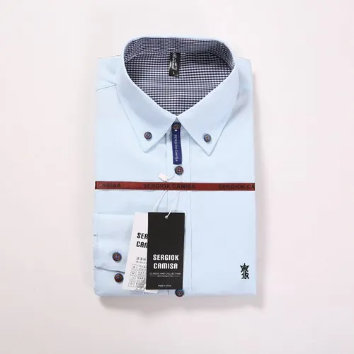 SK5801SKY BLUE Sergio K Dudalina Мужская рубашка оксфорд рубашка мужская рубашка с длинными рукавами Мужская одежда Slim Fit Повседневная мужская рубашка - Цвет: SK5801SKY BLUE