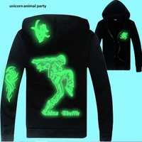 clothes coat jacket back luminous male and female hip hop dancing hoodies loose coat human bones skeleton cartoon dragon coat