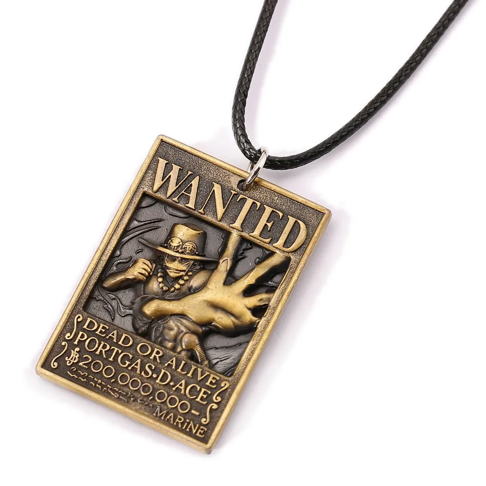 

ONE PIECE Wanted Poster Necklace Ace Warrant Pendant Necklace Friendship Men Women Anime Jewelry Choker Accessories YS11439
