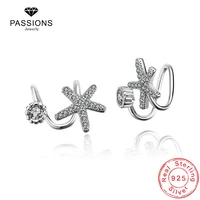new fashion 925 sterling silver clip earrings cubic zirconia sweet flash star ear clip no pierced earring for women jewelry gift