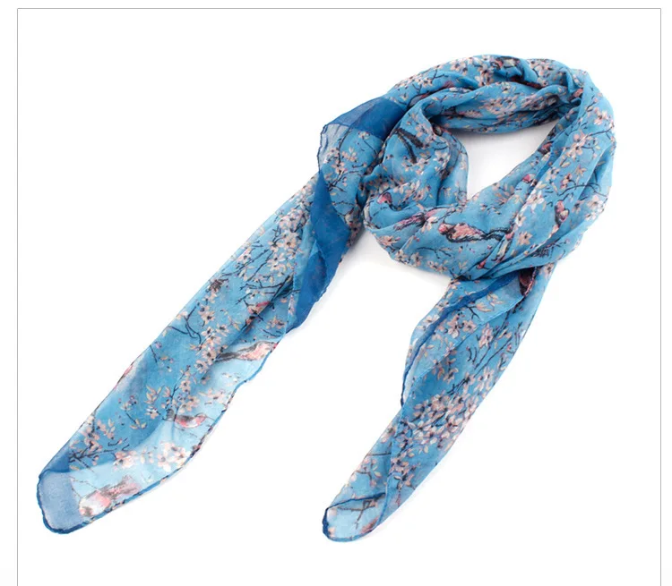 2018 модный цветной шарф с принтом ветки дерева и птиц шаль шарфы из полиэстера для