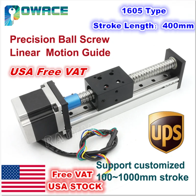 

[US STOCK/Free VAT] CBX1605 Slide Stroke 400mm Linear Motion Guide Precision Ball Screw Z-Axis+Stepper Motor for CNC Router