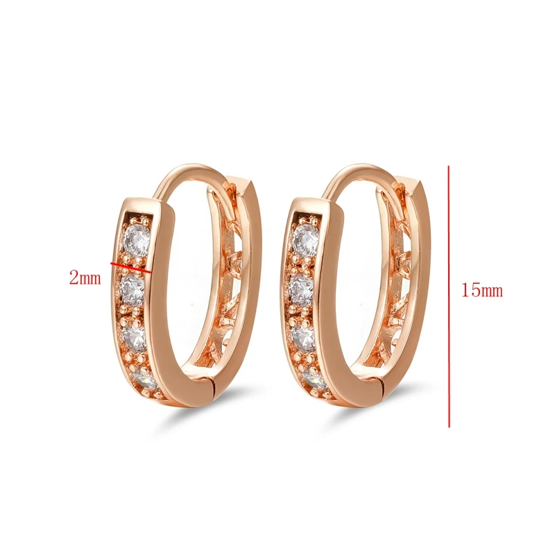 Золотого цвета CC обруч женские серьги Bijoux Brinco Кристалл циркония модные серьги обручи 14E18K-53