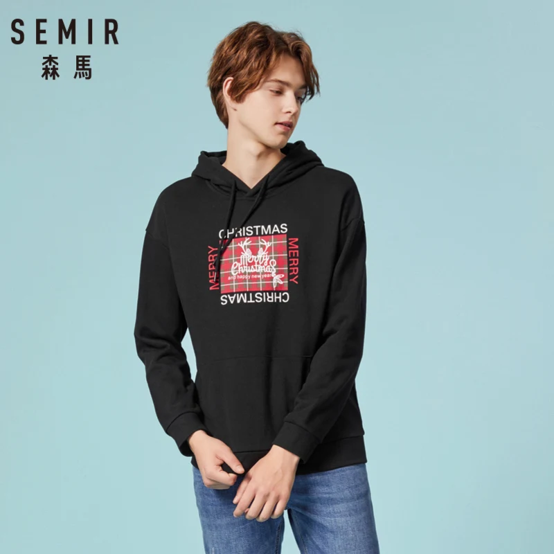 SEMIR мужская толстовка с капюшоном мотивом пуловер карманом-кенгуру эластичный