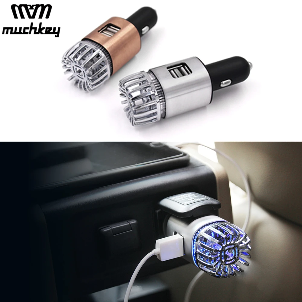 

2 in 1 Car Air Purifier Air Freshener Dual USB Car Charger Mini Auto Car Fresh Air Ionic Purifier Oxygen Ozone Ionizer Cleaner