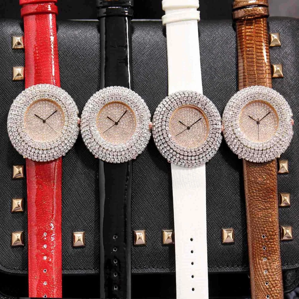Роскошные женские часы большие блестящие белые со стразами новый модный дизайн
