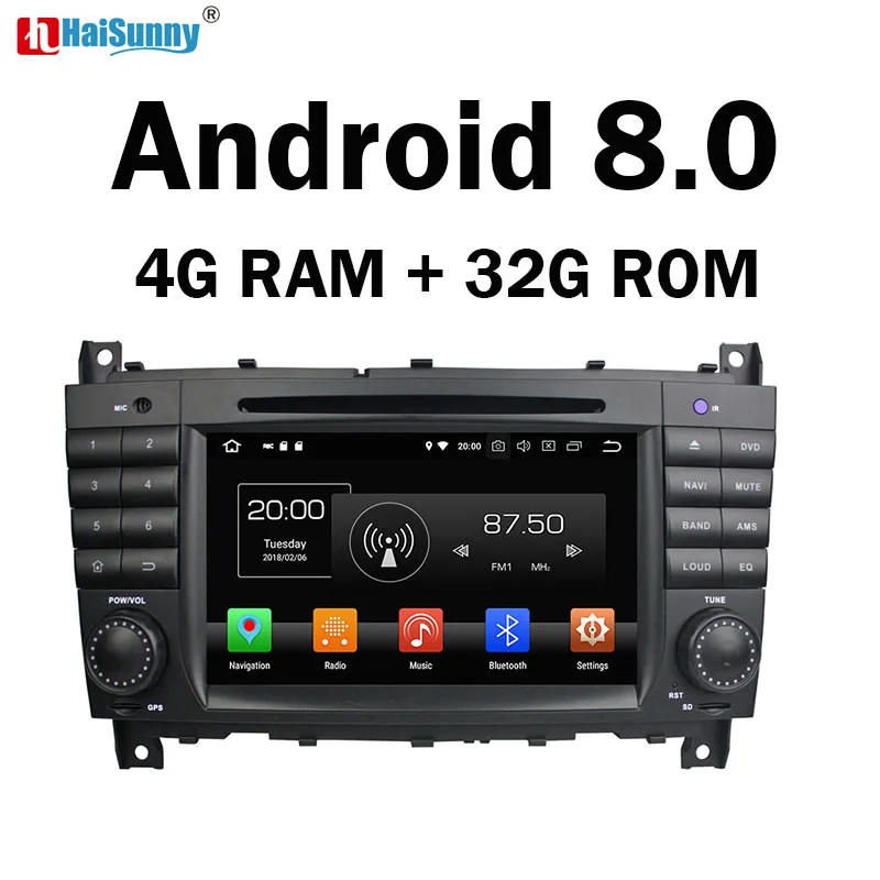 HaiSunny Android 8 0 4G RAM dvd навигации Мультимедиа проигрыватель для Mercedes Benz C Class W203 CLG G