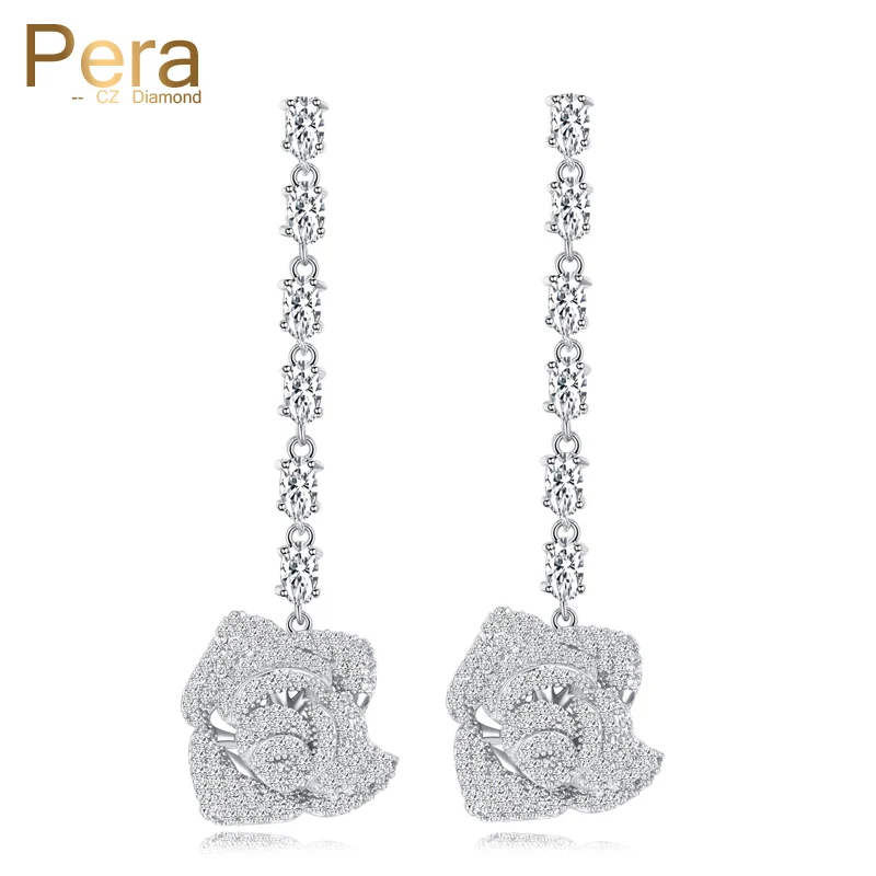 Pera роскошные большие свадебные длинные висячие серьги с розами для невесты