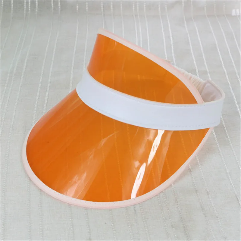 orange Kajeer Новая летняя Унисекс Женская Мужская Солнцезащитная шляпа карамельного цвета прозрачный пустой Топ пластиковый ПВХ Солнцезащитная шляпа козырек шапки велосипедная Солнцезащитная шляпа - Цвет: orange