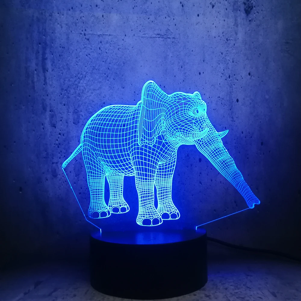 3D Таиланд Слон USB Иллюзия Светодиодная лампа в виде животных ночник светильник