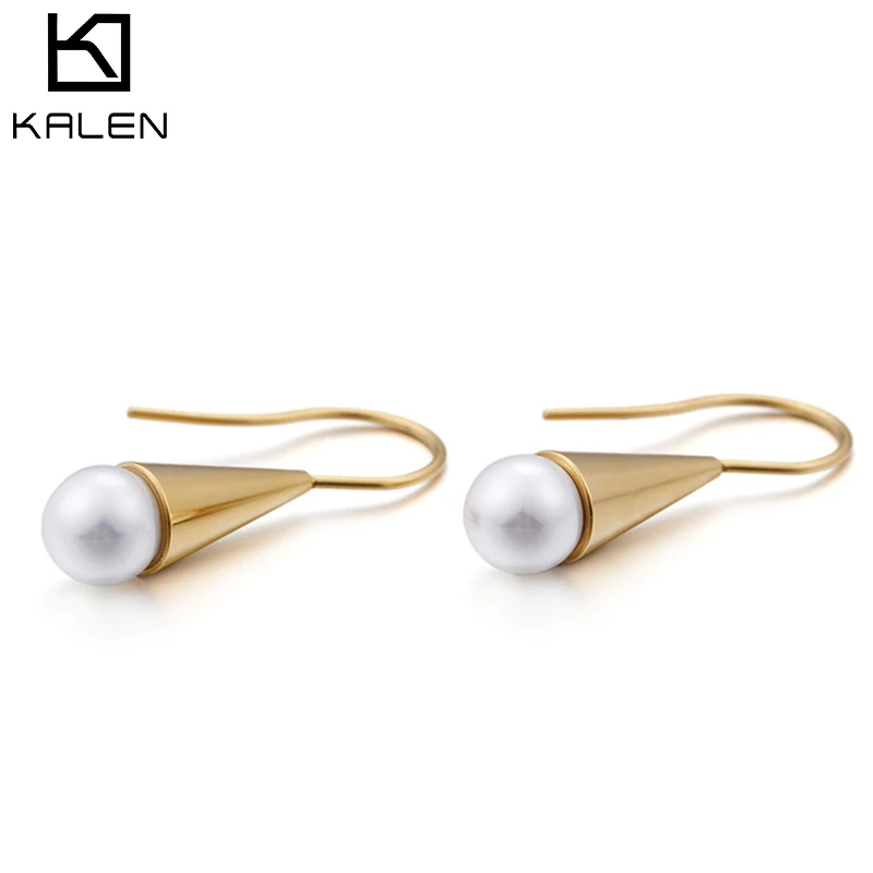 

Kalen New Earrings For Women Trendy Tri-Color Stainless Steel & Simulated-Pearl Dangle Earrings Jewelry Women Girl Party Gifts