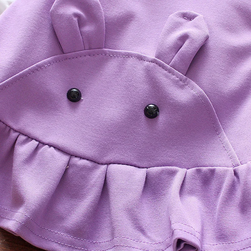 Baby Girl Suit Fashion Children Spring And Autumn Lotus Leaf Long-sleeved Rabbit Cartoon Image Cotton Coat Minnie