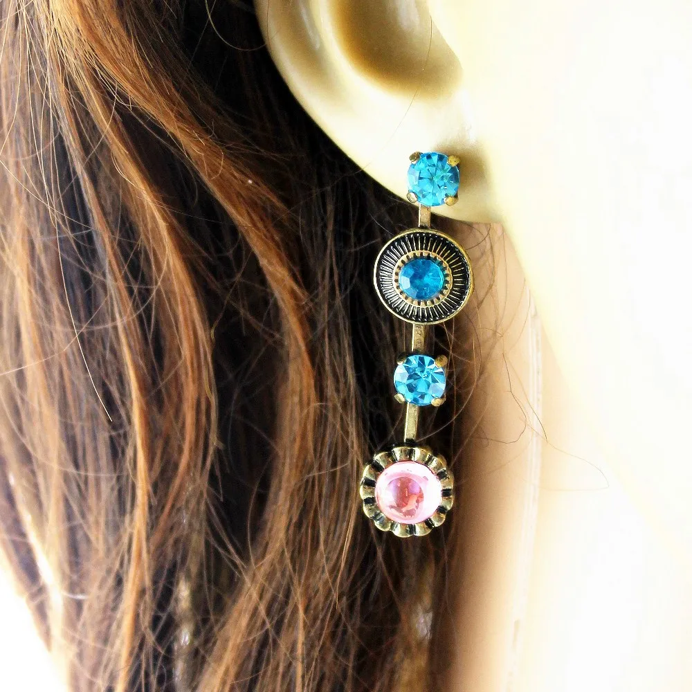 Синий мульти уровень Earnail Craft Оптовая Изысканные Ювелирные серьги циркония мяч
