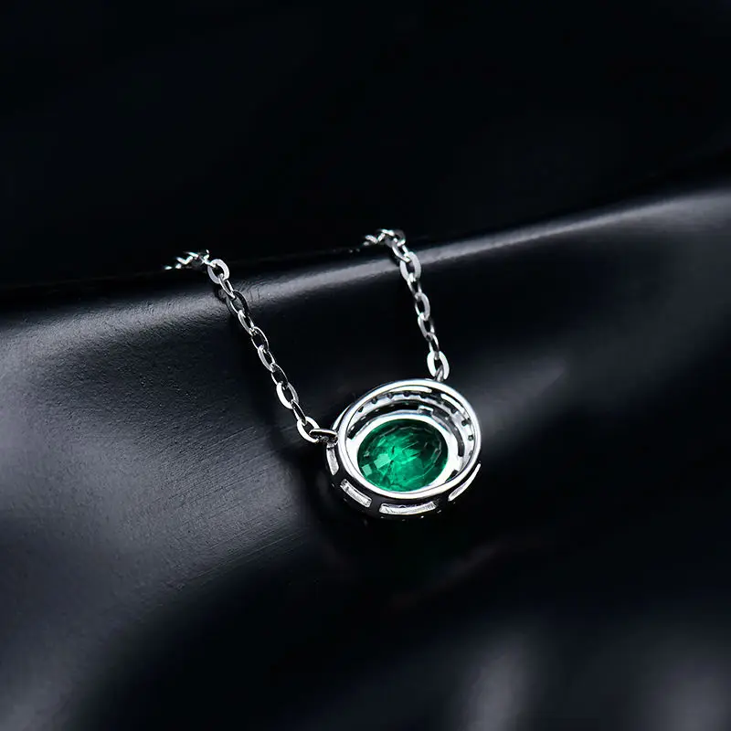 LANMI, 18 K, белое золото, овальная форма, изумруд, бриллианты, подвеска с цепочкой, настоящий драгоценный камень для женщин, подарок на день рождения