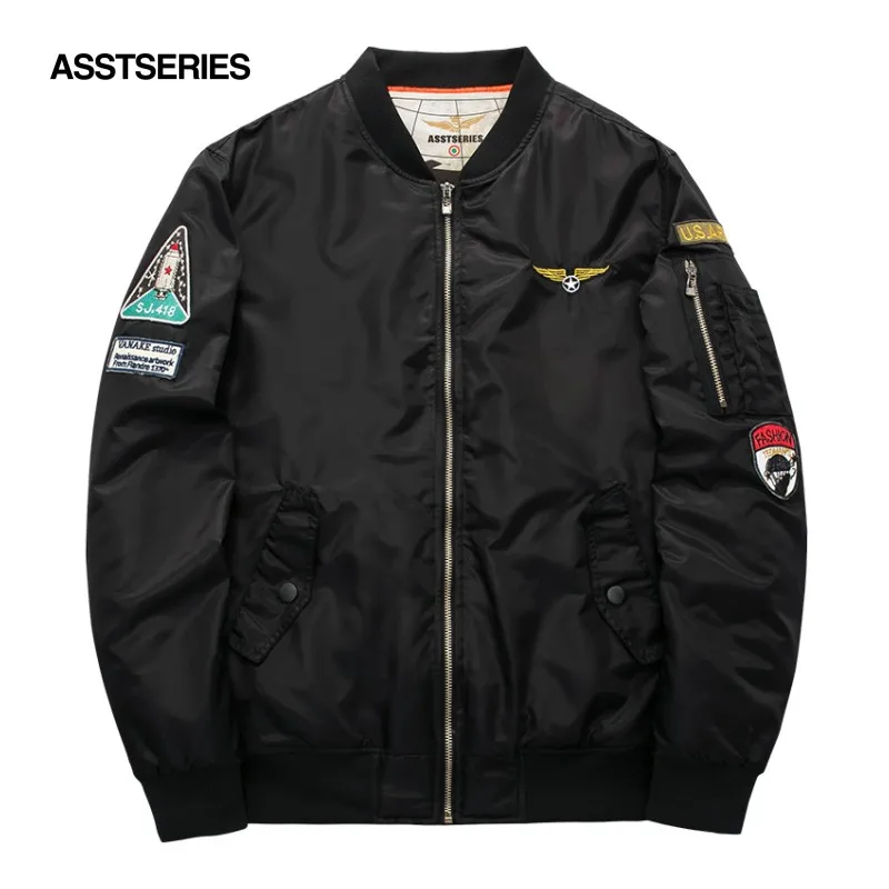 Для мужчин куртка-бомбер полета пилот куртка пальто тонкий темно-летающие