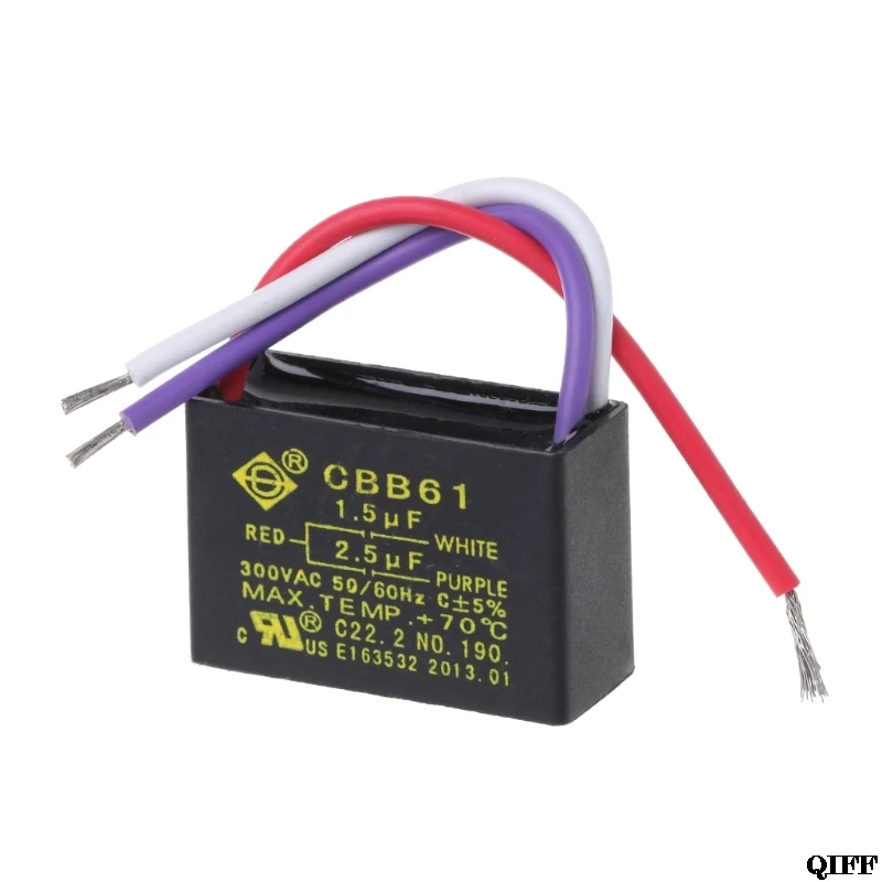Прямая поставка и оптовая продажа черный CBB61 1 5 мкФ + 2 3 провода AC 250V 50/60Hz