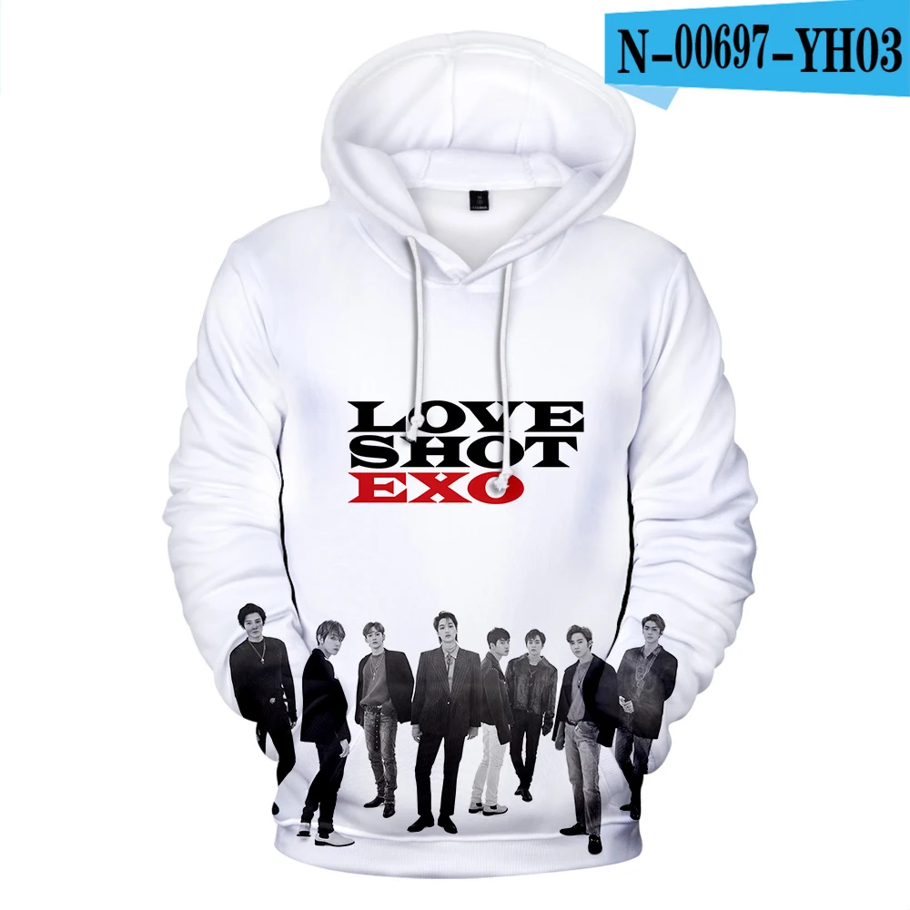 Kpop Bang Store EXO Love Shot толстовки с 3D принтом для женщин/мужчин модные толстовки с капюшоном и длинным рукавом Лидер продаж повседневные толстовки - Цвет: Коричневый