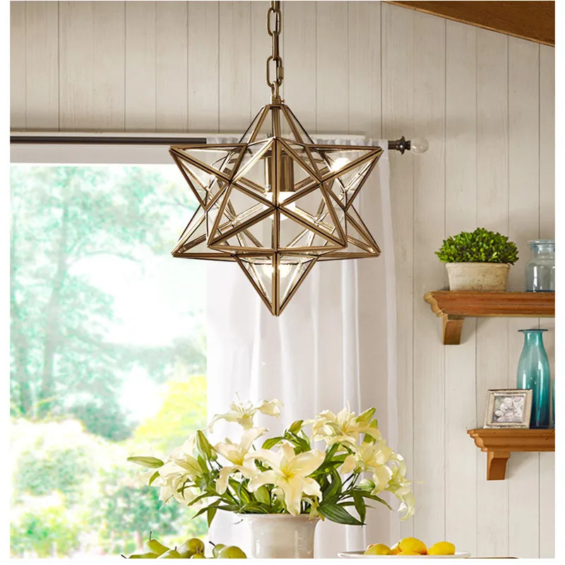 Modern Loft Art Star Glass Pendant Lights Creative Retro Bronze Warm Study Bars Cafe Aisle Led Hanging Light Fixtures | Лампы и