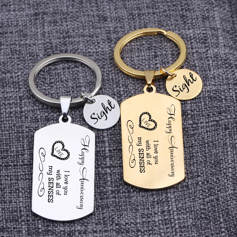 Совместные брелоки I Love You With All Of My Senses Pendant Keyrings Keytags Smell Touch Taste Sight Hearing Five Gift.