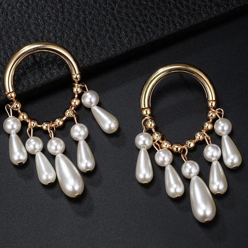Женские большие круглые серьги boucle d'oreille корейские золотого цвета с имитацией