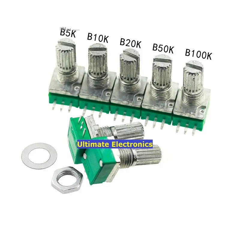 5 шт. 3 фута RK097N одинарный потенциометр B 5K / 10K 20K 50K 100K Аудио/смещение мощности |