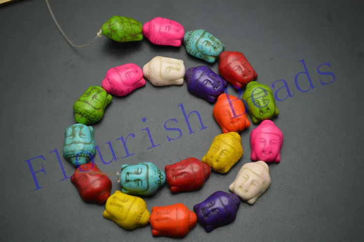 

15xx20mm Mix Color Howlite Guanyin Buddha Head Stone Loose Beads